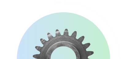 A gear cog with abstract elements around it